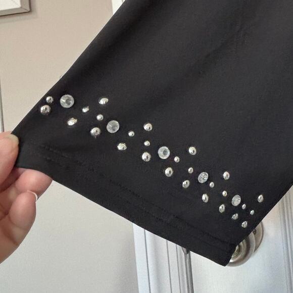 Denim 24/7 Wms 3X Black Embellished Scoop Neck Tunic Top Studded Lace Up Chain - Picture 7 of 10